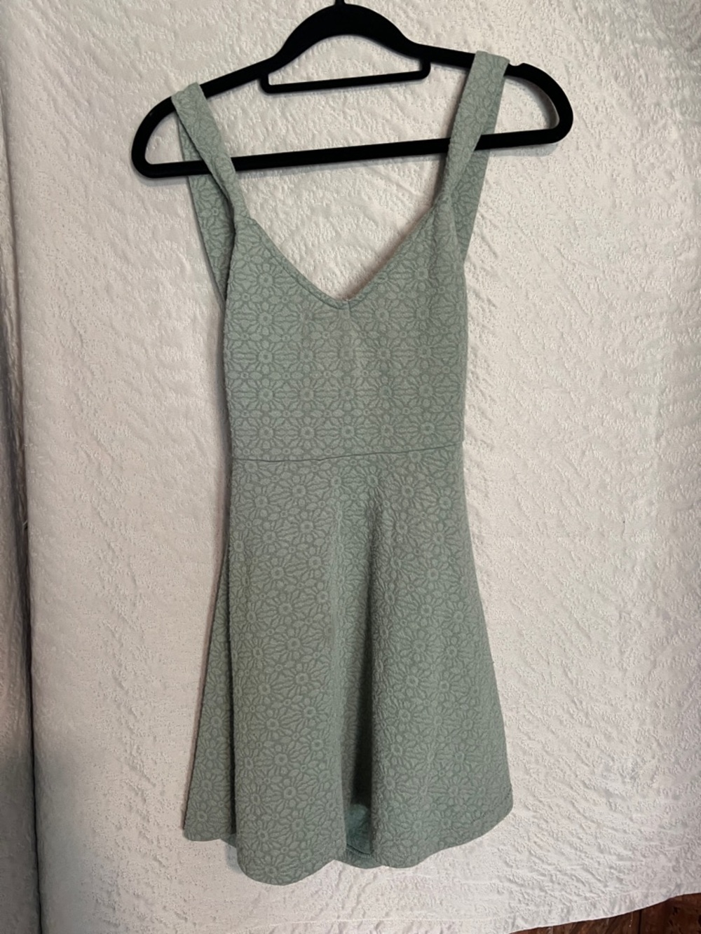 Roxy Sage Green Floral Textured A-Line Dress Size XS